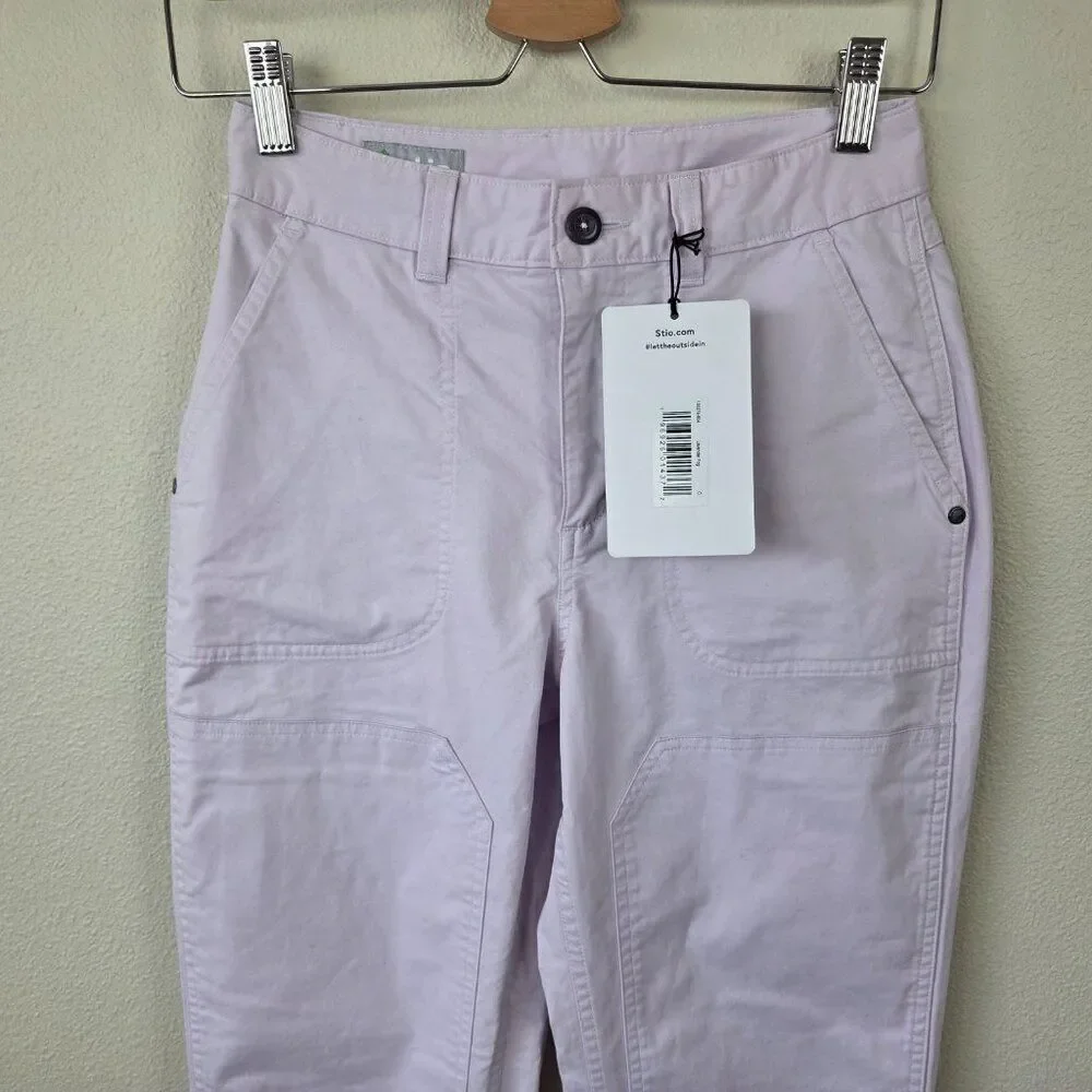 Stio Womens Rivet Twill Carpenter Pants Size 0 Lavender Fog Purple NEW Gorpcore
